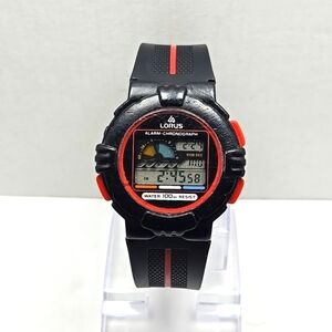 Mens Vintage Lorus Digital Watch Alarm Chronograph 42mm W339-4A68 New Battery